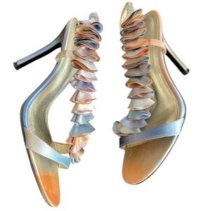 Brown Couture Wedding Multi Colors Heel Pumps Size 6.5 M